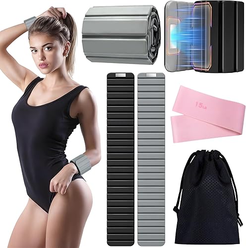 Magnetic Ankle Weights for Women & Men, Adjustable Silicone Wrist Weights Bracelet Set, Stackable Wrist and Ankle Weights 1 Pair 2 Lbs, Weighted