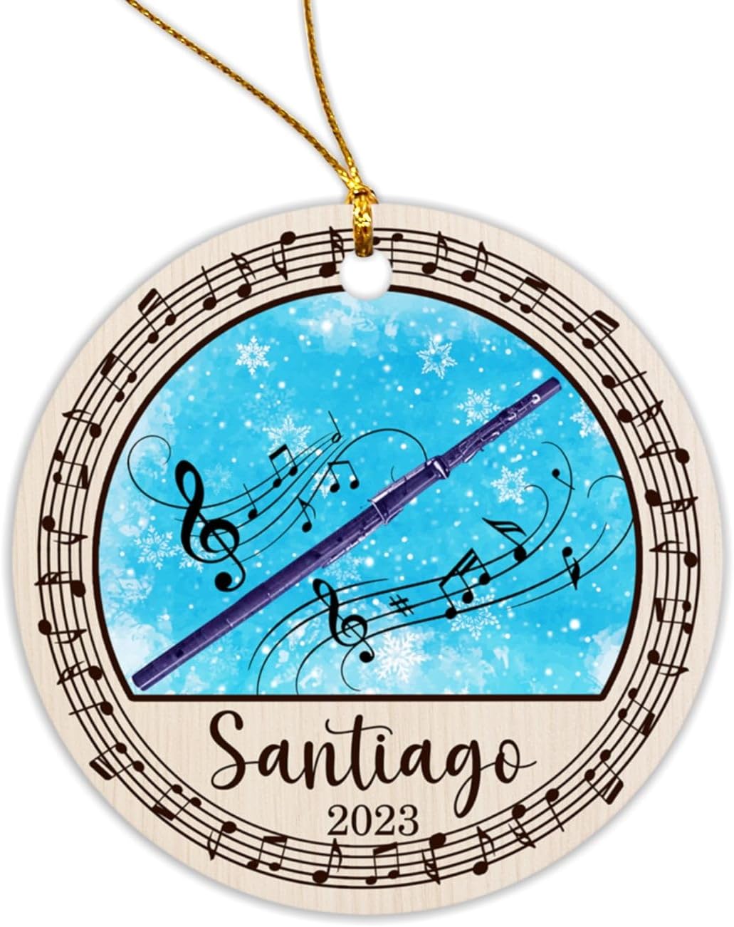 Flute Christmas Ornament, Personalized Flute Instrument