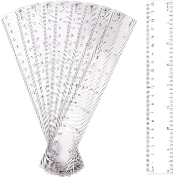 LUTER 10 PACK Clear Plastic Ruler 20cm 8inch Straight Ruler Transparent Plastic Ruler Kit Measure Tool for Student School Office