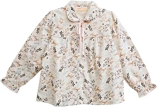 LA CERA Women's Flannel Jacket, 100% Cotton Floral Print, Machine Washable, Imported, Snap Button Front, Elastic Cuff Sleeves
