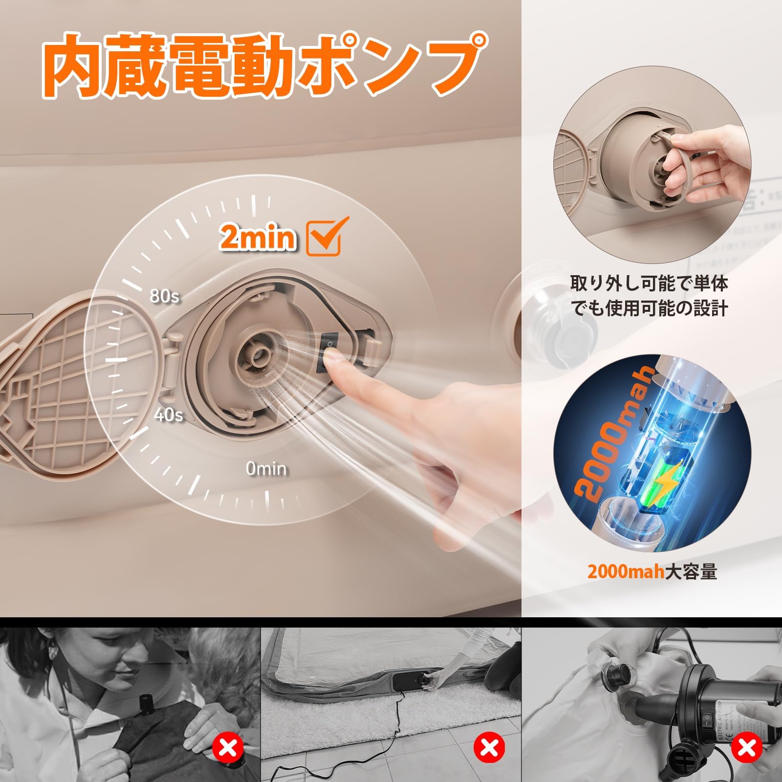 【新品＆未使用品】GOTIDY エアーベッド シングル 電動 エアー ベッド 来客用 枕付き 寝心地良い 耐荷重300KG 空気ベッド 多機能充電式ポンプ キャンプ用/災害用/帰省用/車中泊用 Amazon.co.jp: GOTIDY エアーベッド シングル 電動 エアー ベッド