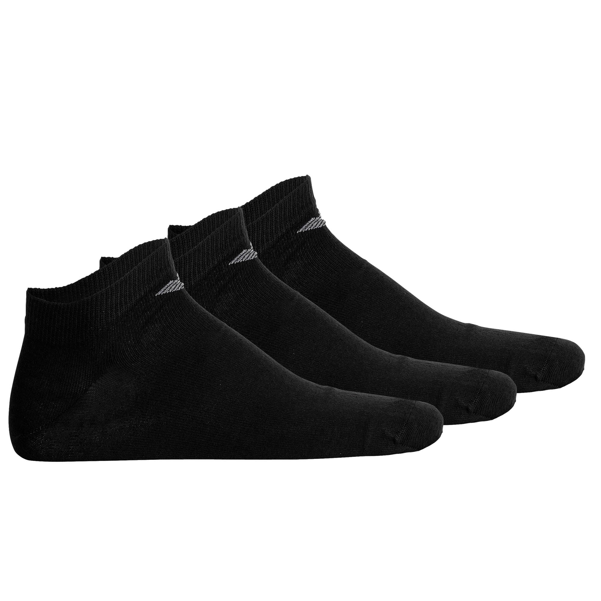 Emporio Armani Man's Casual Cotton 3-Pack Sneaker Socks, Black, S/M