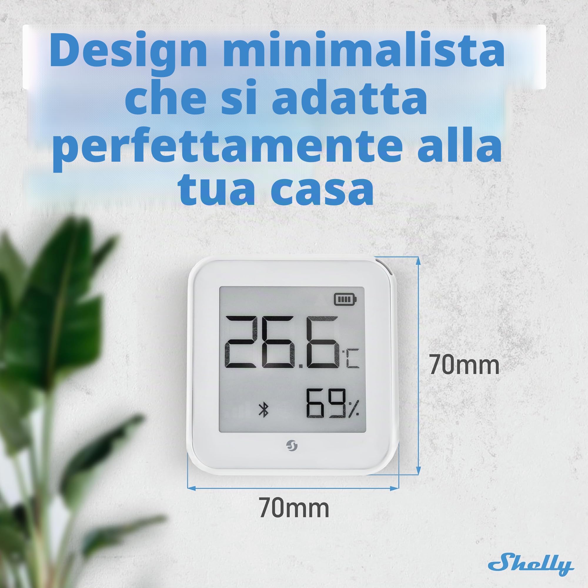 Shelly Plus H&T - Sensore di umidità e temperatura Wi-Fi & Bluetooth, Termometro e Igrometro, Casa intelligente, Compatible con Alexa e Google home, App iOS Android
