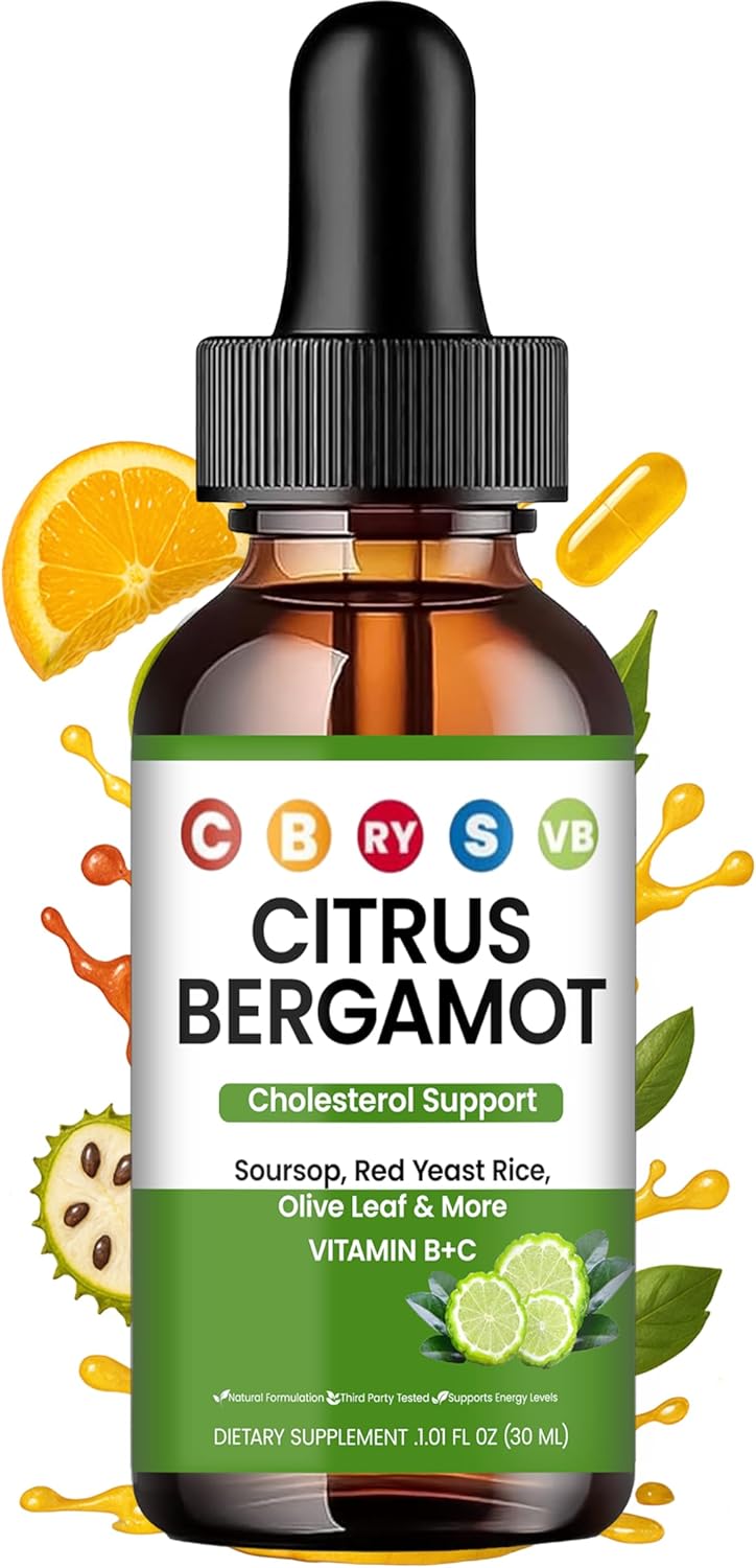 Red Yeast Rice Cholesterol Cleanse | Cholesterol Support Blend with Citrus Bergamot | Red Yeast Rice, Soursop, Olive Leaf, Vitamin B+C 60ml - 2 oz (1pcs)