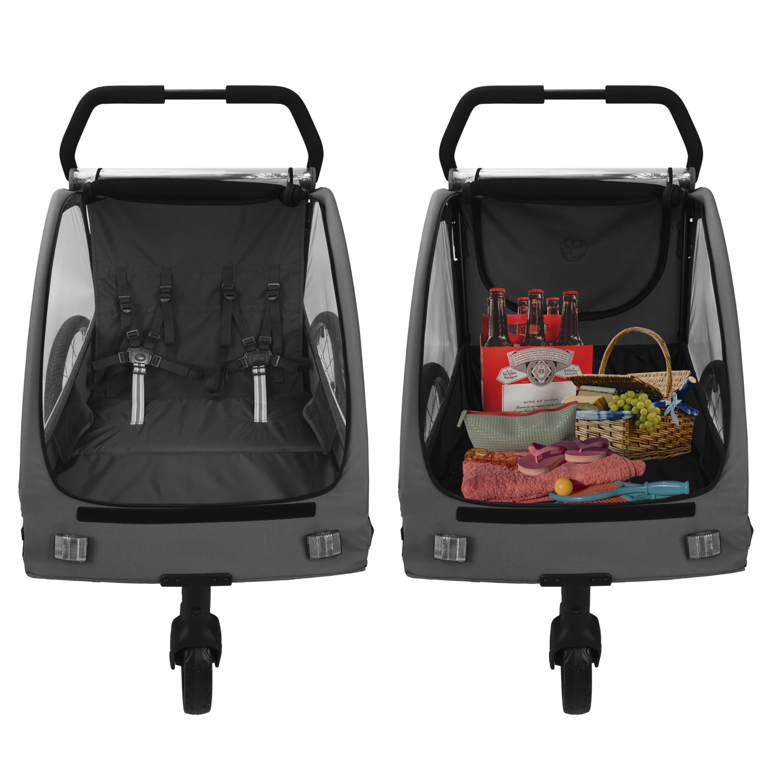 509 Trailer II, Multi Use Bicycle Trailer for Kids from 6m Up, for Pet, for Cargo, Convertible to 3-Wheel Push Wagon, Max Load 50kg, Include Raincover