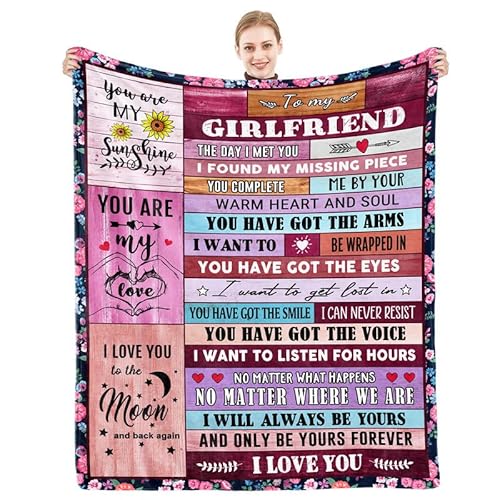 To My Girlfriend Blanket Girlfriend Gifts I Love You Blessing Sweet Sayings Quotethrow Blankets Birthday Gifts For Her Anniversary Present Soft Blankets For Bed Sofa And Couch (Purple, 80"X60") #TOP8