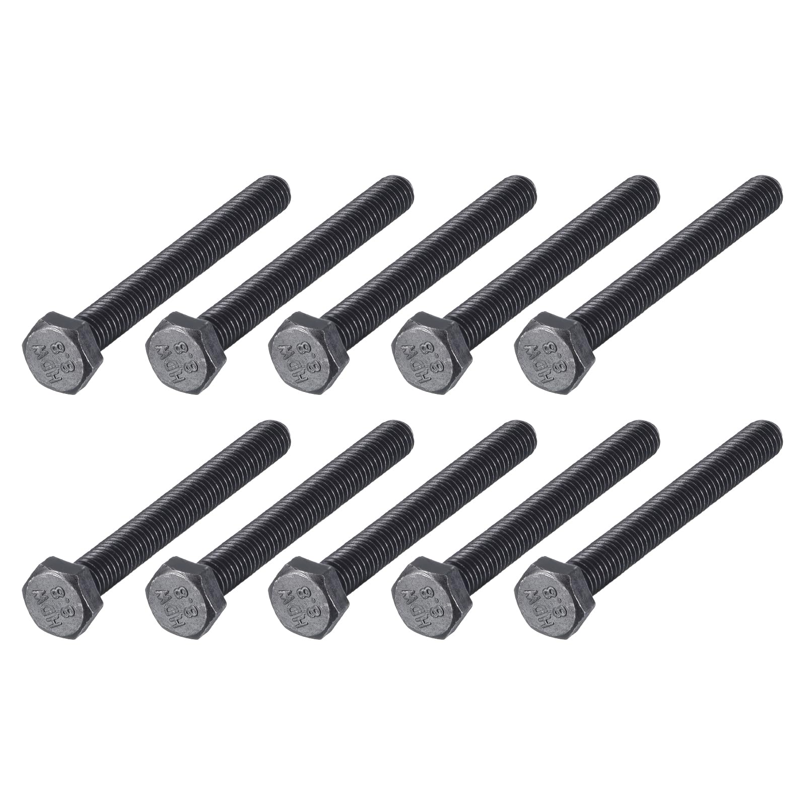 METALLIXITY Hex Bolts (M6-1x60mm) 10Pcs, 8.8 Grade Carbon Steel Fully Threaded Black Oxide