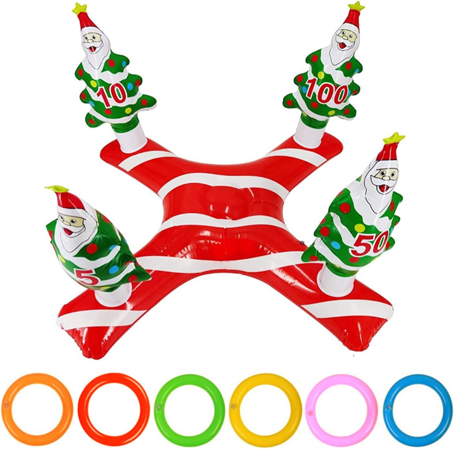 YAAVAAW Inflatable Flamingo Hat with Rings (2 Inflatable Flamingo, 8 Rings Toss) for Kids Adults Family Luau Summer Pool Party Decor Swimming Game