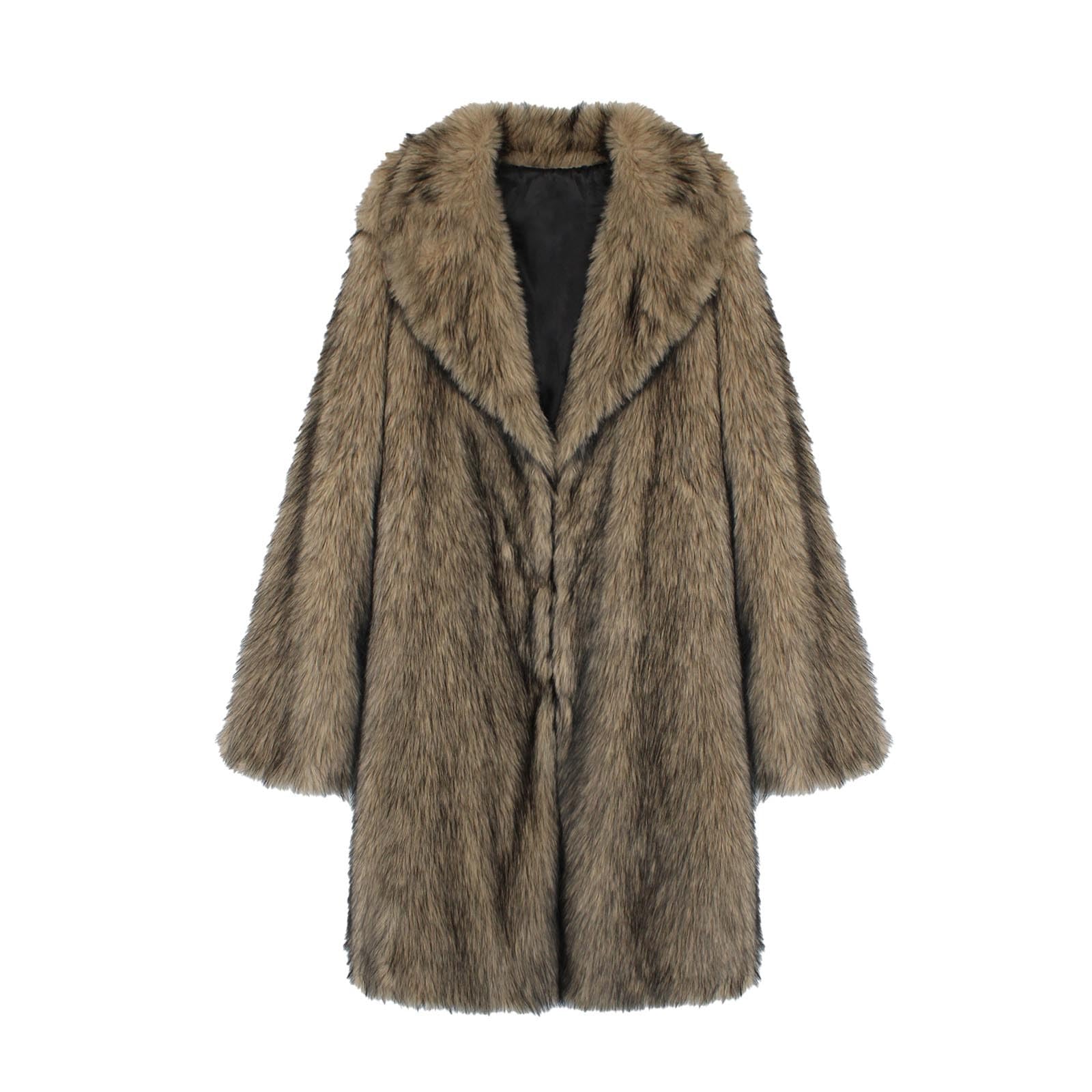 Lussuoso cappotto lungo in pelliccia sintetica per un elegante soprabito invernale con colletto spesso, caldo capospalla alla moda