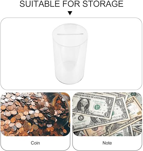 Miniatura 8 de Ipetboom Alcancía de acrílico con cilindro transparente banco de dinero caja de dinero para niños