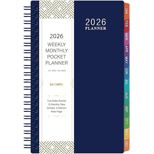 2026 Pocket Calendar/Planner - 2026 Weekly & Monthly Pocket Planner for Purse, Jan. 2026 - Dec. 2026, 6.8" x 4.1", Strong Twin - Wire Binding, Plastic Cover