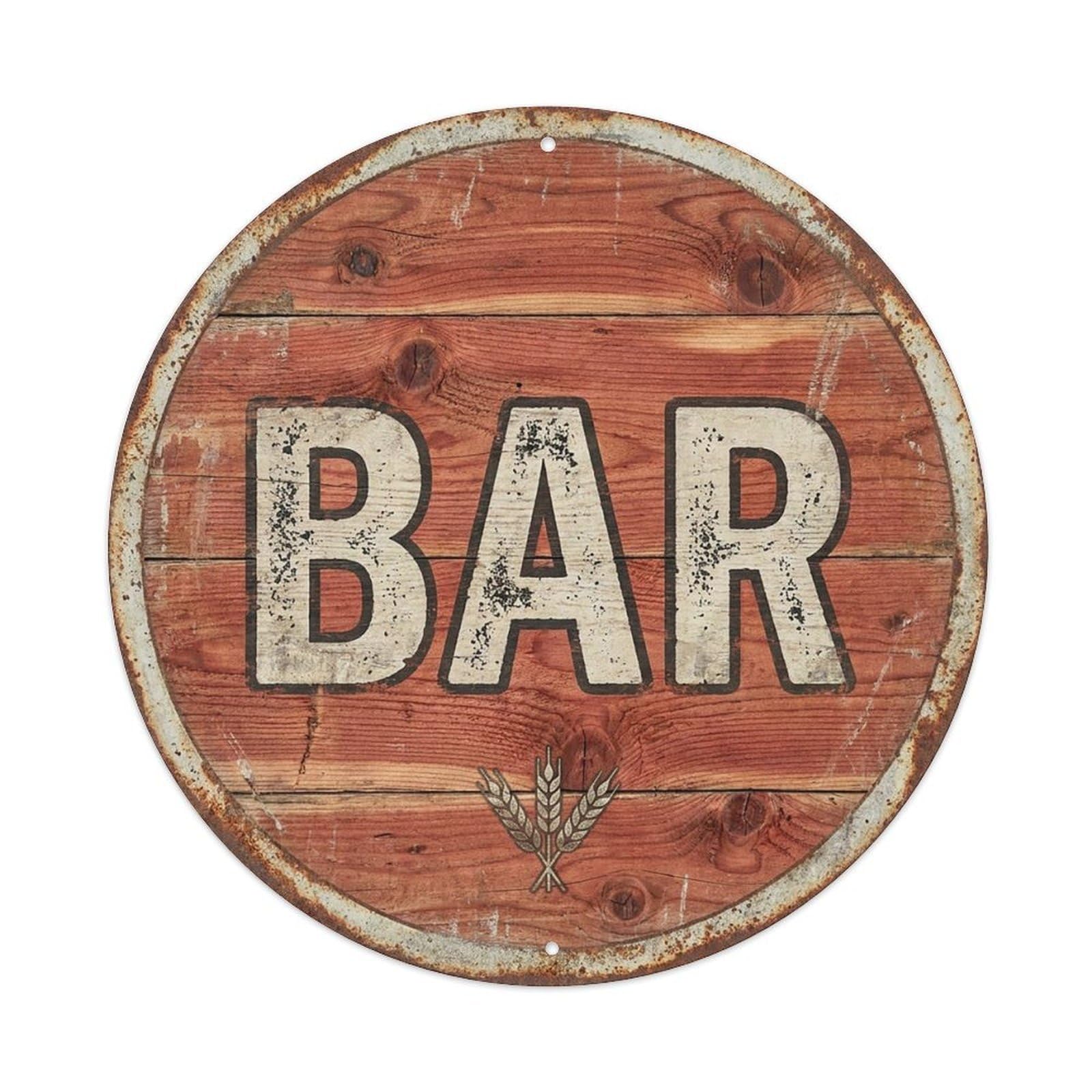 Vintage Beer BAR Cedar Plank Retro for Pub Vintage Metal Tin Sign Plaque Wall Decor for Cafe, Club Bar, Office, Garden Metal Poster 8x8Inch