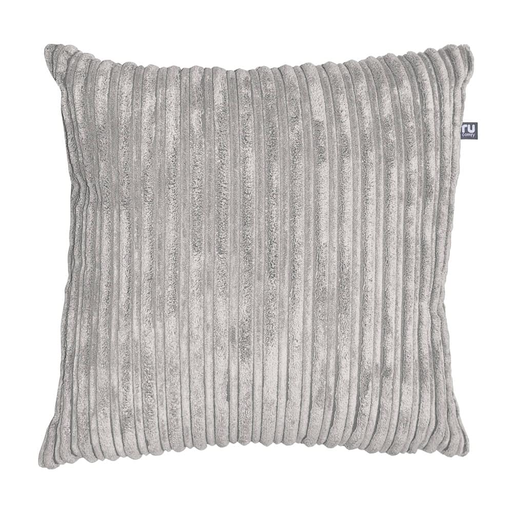rucomfy Fibre-Filled Plush Cushion - Corduroy Cushions for Living Room, Lounge and Bedroom. Home Decor Accessories. Pre-filled with Fiber Inner. Machine Washable. 45cm x 45cm (Paltinum Grey, 1 Pack)
