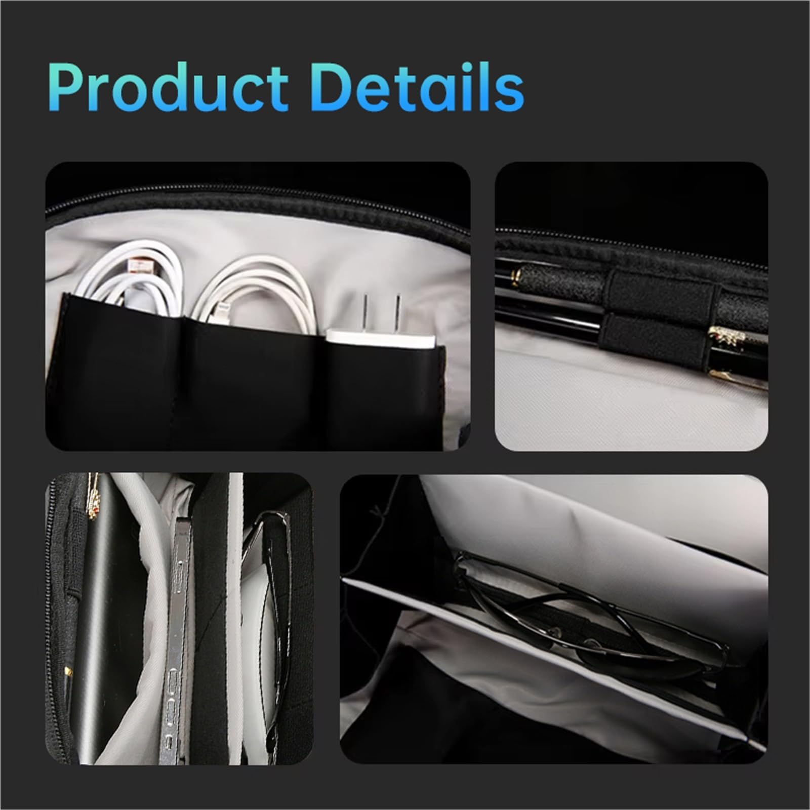 Estuche Cables Estuche portátil for Cables de Dispositivos electrónicos, Almacenamiento Extragrande 3 Capas, Universal for teléfono para Accesorios Tecnológicos(Black)