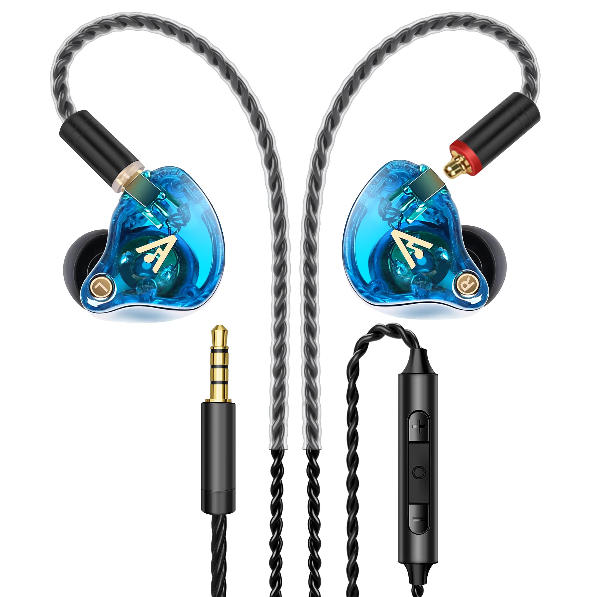 Vibes 202M Wired Earbuds - HiFi in Ear Monitor Headphones - Noise-Isolating Ear Buds w/ Mic - Clear Sound, Deep Bass & Comfort-Fit Gaming Earphones - MMCX to 3.5mm & Silver Plated Cord, Carrying Case