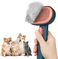 Aumuca Self-Cleaning Deshedding Brush for Dogs & Cats - Gentle Slicker Tool for Short & Long Hair, Easy Fur Removal Grooming Brush