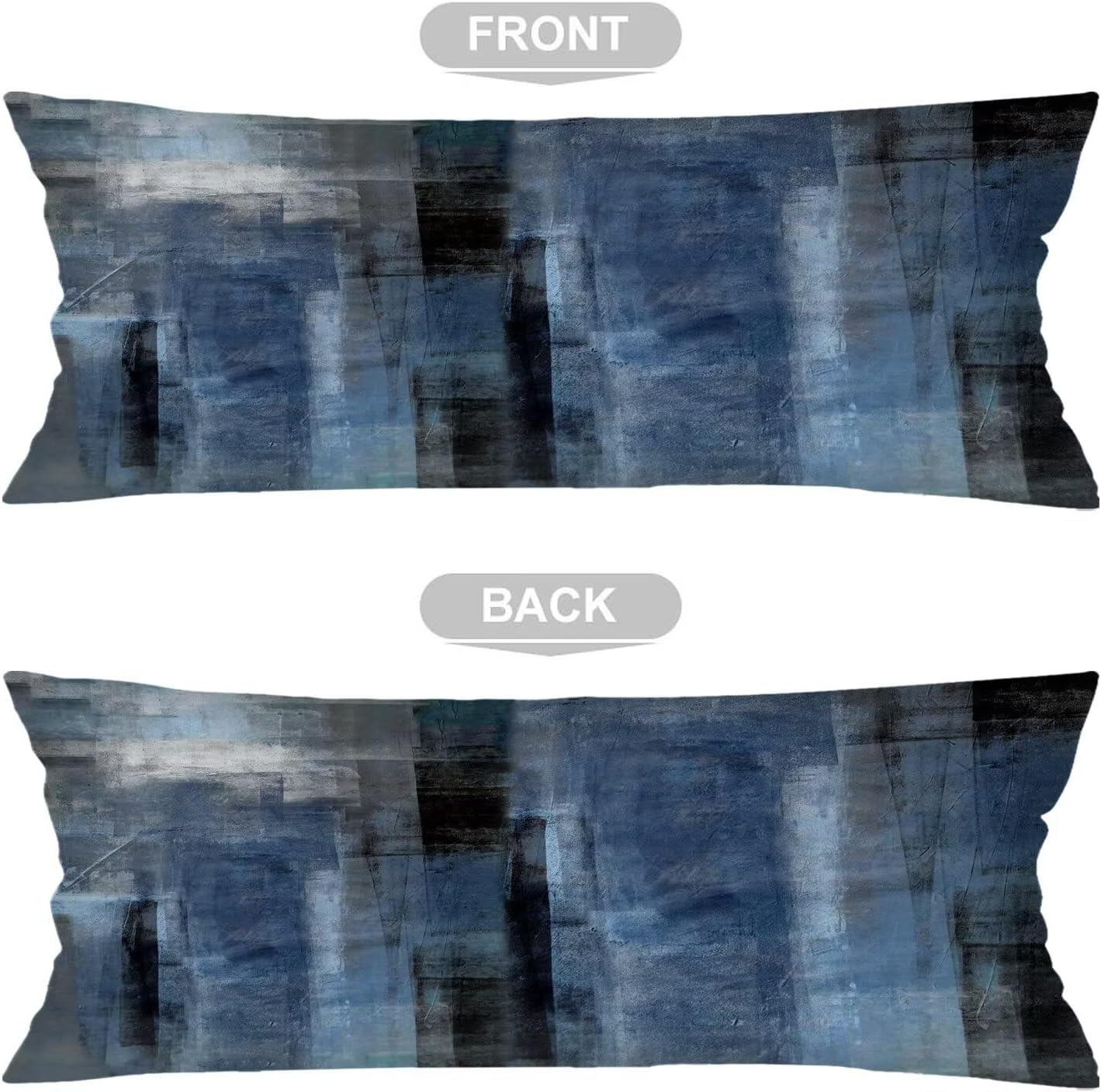 Blue Black Grey Abstract Art Painting Lumbar Pillow Covers 14x36 Abstract Long Body Pillow Cover for Bed,Blue Pillowcase with Envelope Closure Decorative Modern Cushion Cover for Couch,Sofa,Bedding image 4