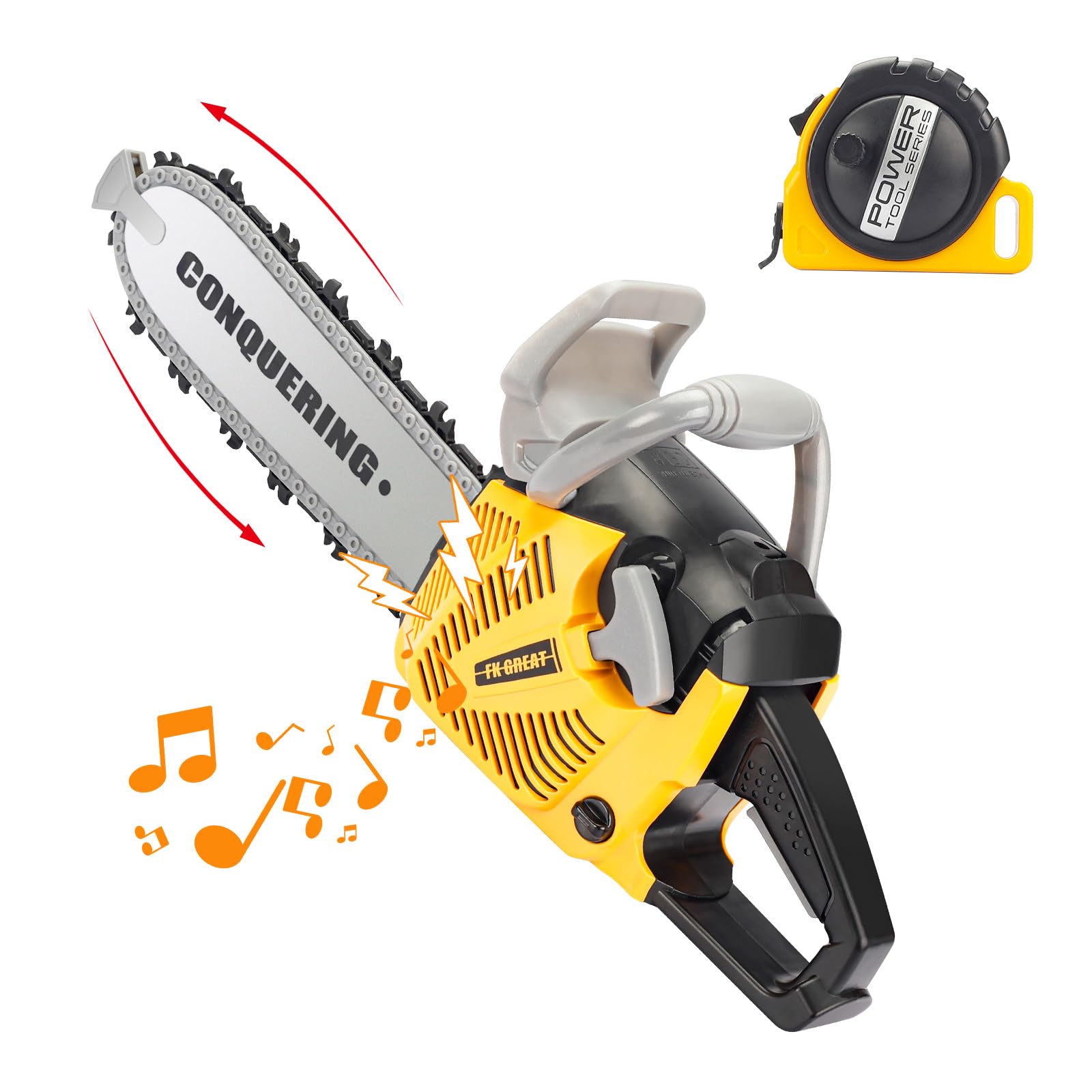 Chainsaw Toy for Kids Power Tool Set with Realistic Sound, Pretend Play Toys Gifts for Outdoor Grardening Play for Boys Girls Ages 3 4 5 6 7 8 Years Olds