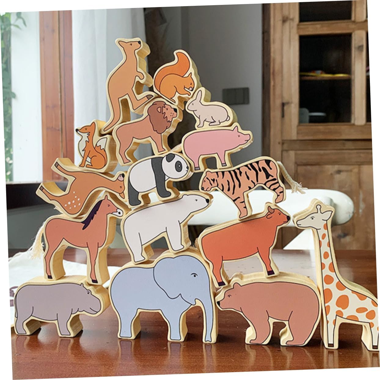 1Set Animal Blocks Early Educational for Interactive Parent Play Safe Smooth Edges Adorable Zoo Animal Design