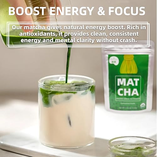 Miniatura 2 de Matcha de grado ceremonial (3.53 onzas), polvo de té verde matcha orgánico, matcha puro 100% natural para lattes, batidos y hornear