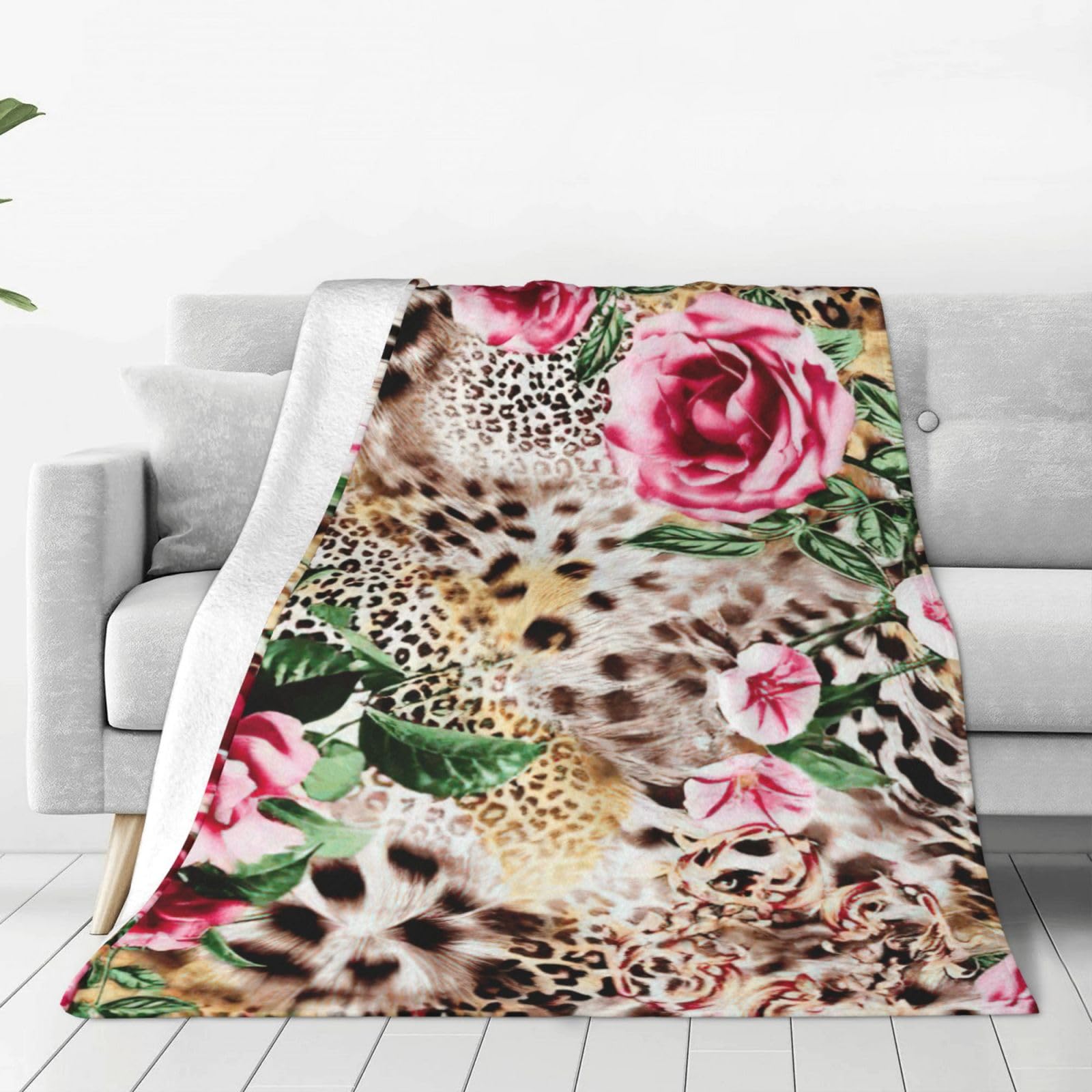 Couverture polaire lit imprimé léopard rose plaid canapé chaud