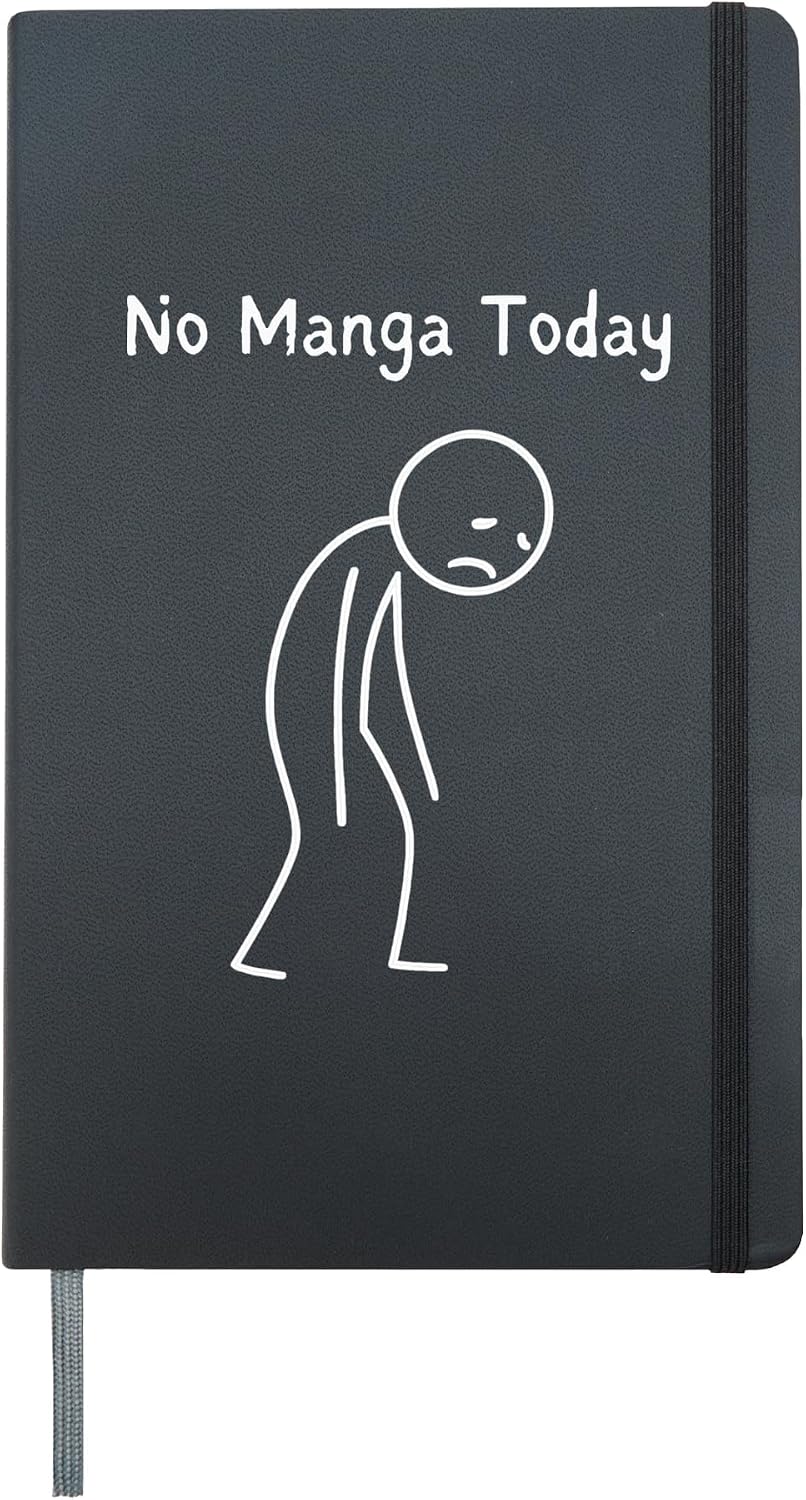 No Manga Today - Manga Lover Sad Stickman Hardcover Journal, Black