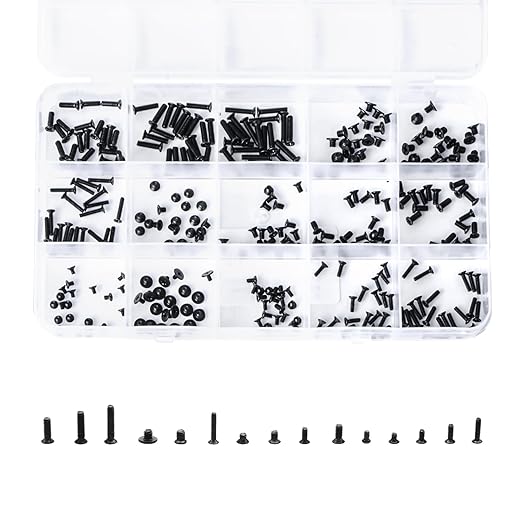 QTEATAK 300Pcs Black Laptop Notebook Computer Replacement Screws Kit for Lenovo Toshiba Gateway Samsung HP IBM Dell Sony Acer Asus SSD Hard Disk SATA
