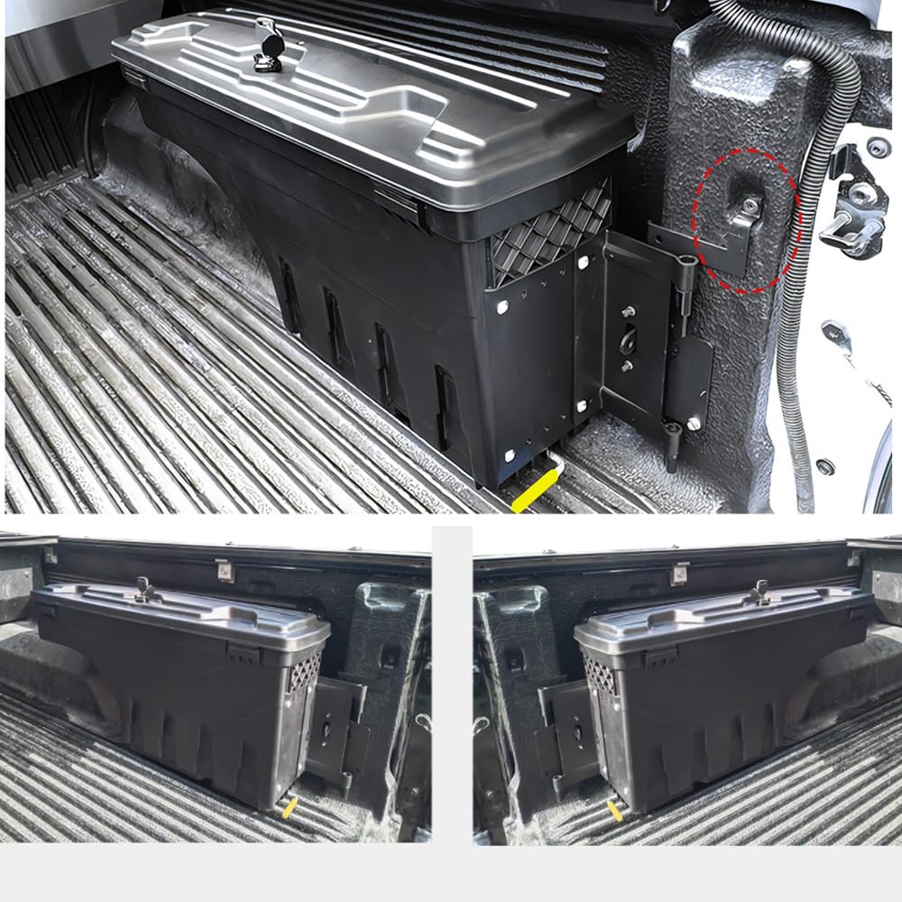 Caja de herramientas de almacenamiento para Ford Accesorios | T7 T8 Wildtrak XL XLT Platinum Tremor Raptor, caja de almacenamiento con cerradura de 180° (lado derecho)