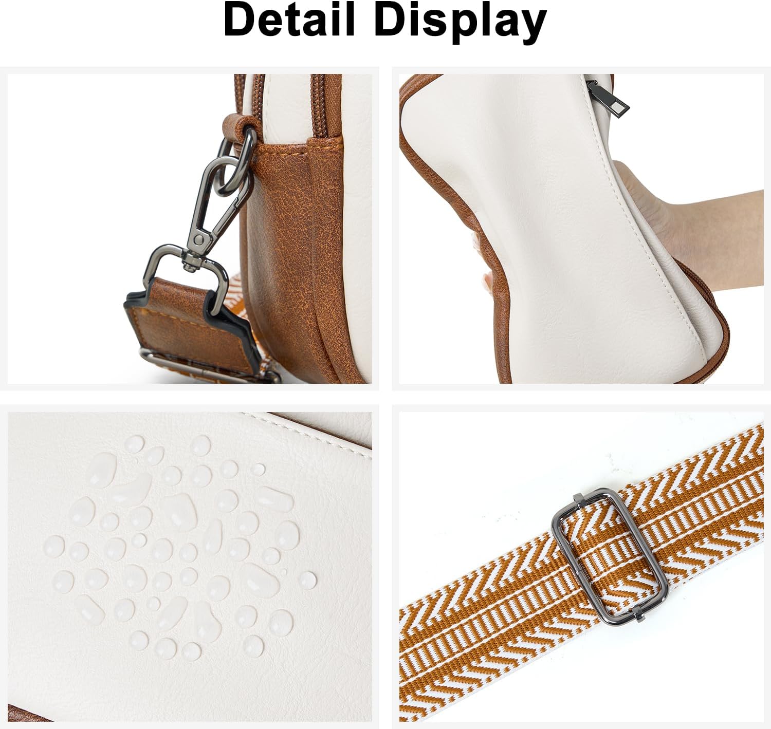 Bluome 4 Zips Crossbody Bags Purses Handbags For Women Small Pu Leather Shoulder Cross Body Travel Bag For Woman Guitar Strap - Image 6