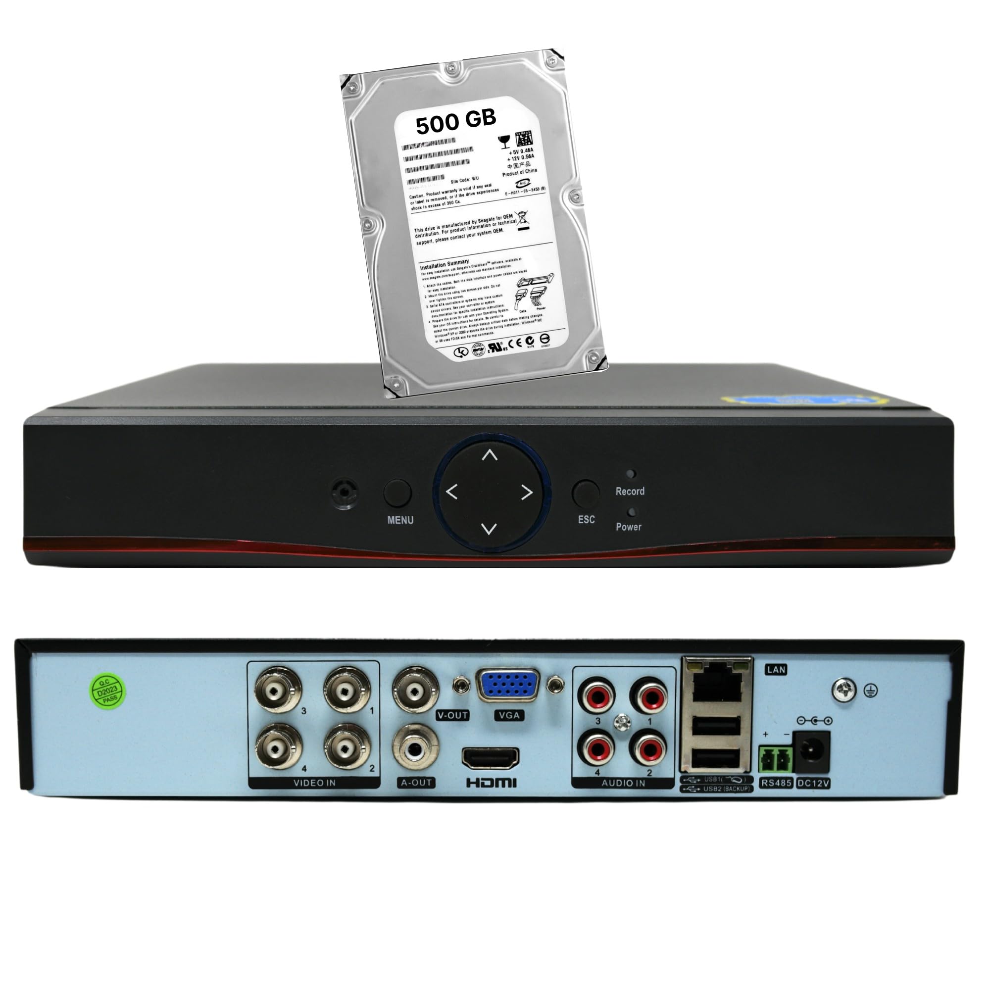 RVT-AHD26104 DVR NVR 4 Canali CH 3.0 MP / 1080P 5 IN 1 CON HARD DISK 500 GB PER SISTEMI DI VIDEOSORVEGLIANZA