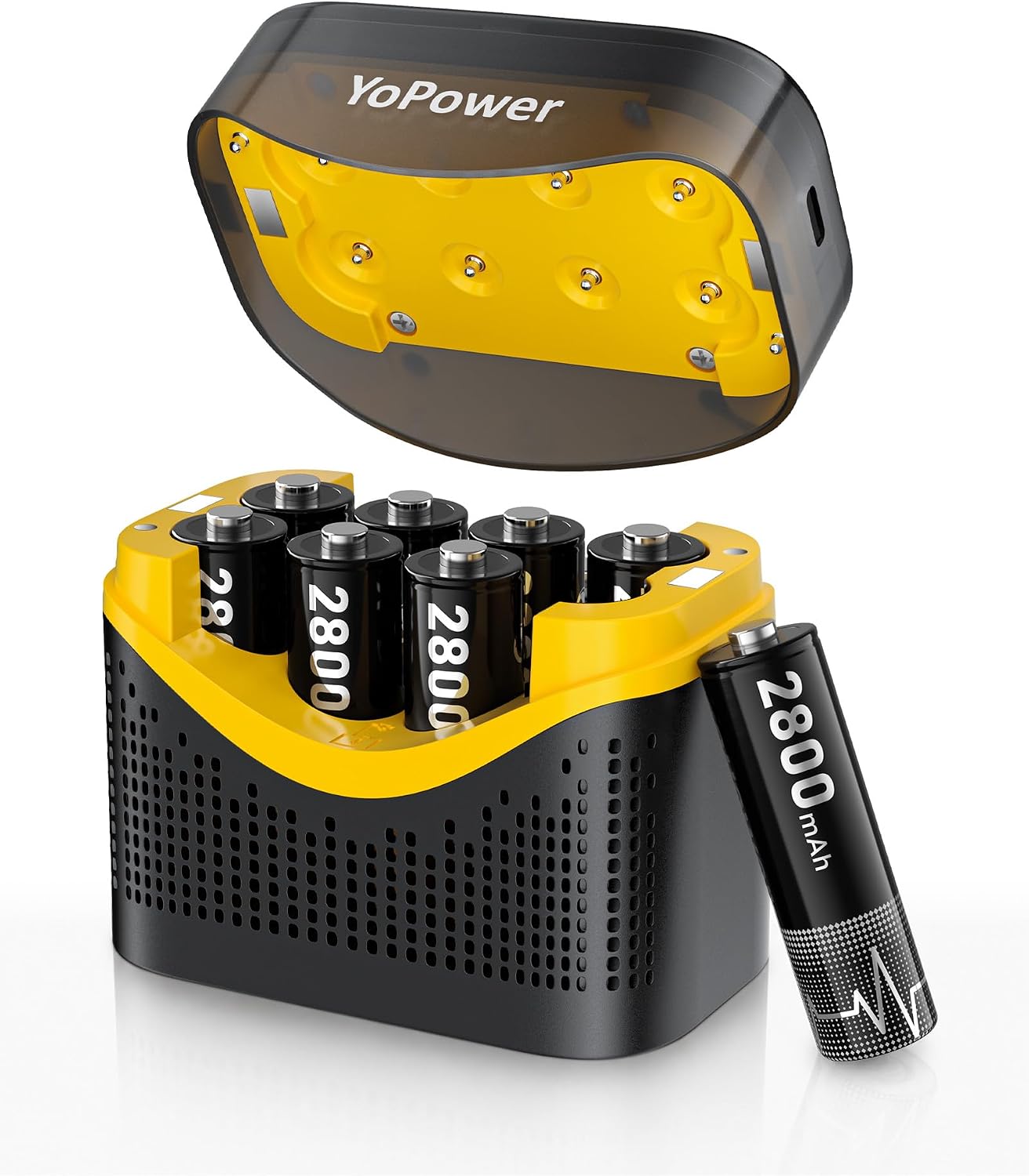 Rechargeable AA Batteries with Charger 8-Pack 2800mAh Long Lasting