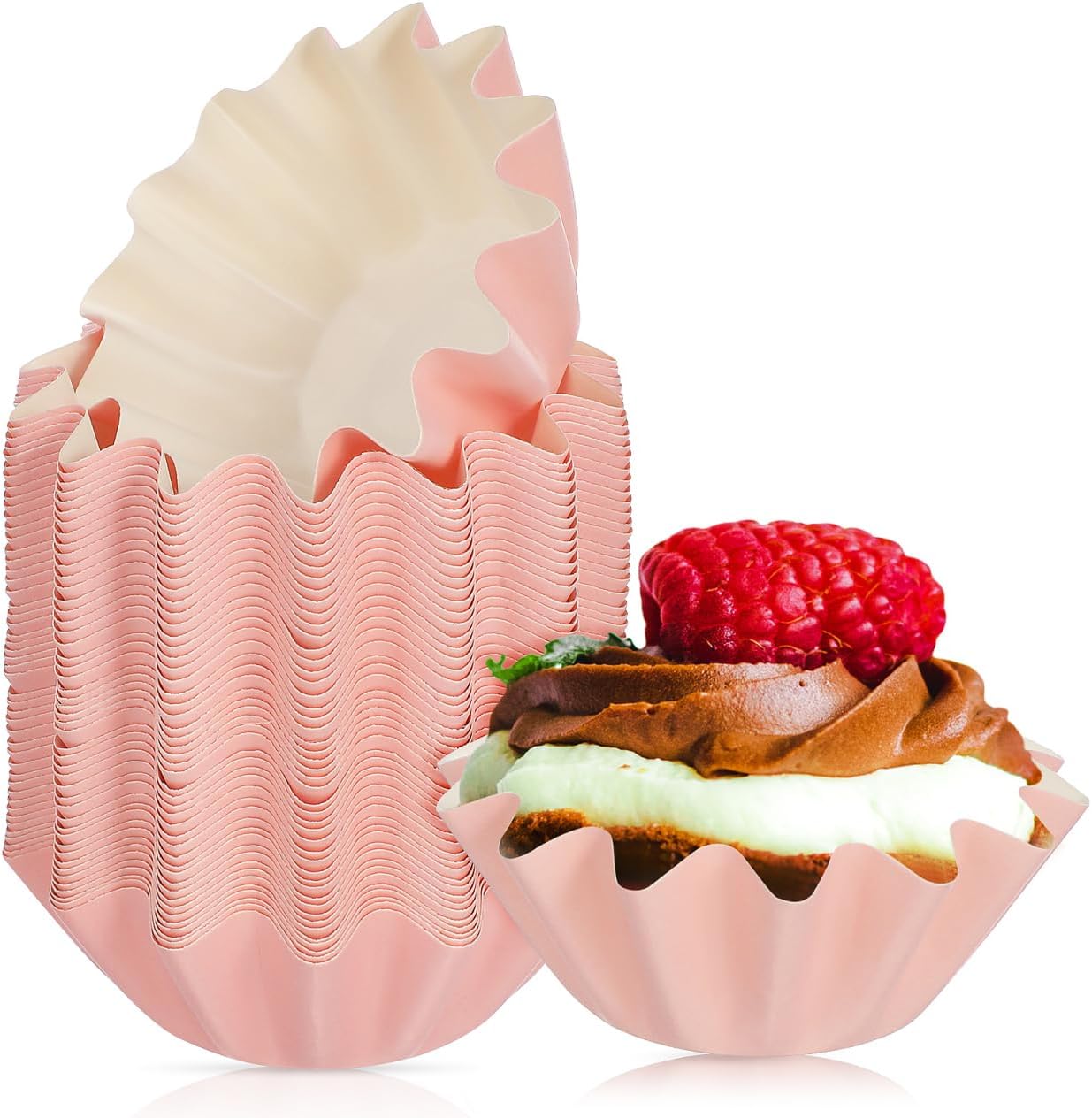 ABOOFAN Cupcake Liners Baking Cups 2.99 X 2.99 X 1.77 in Grease Resistant Muffin Cups for Weddings Parties Baking Supplies Dessert Presentation
