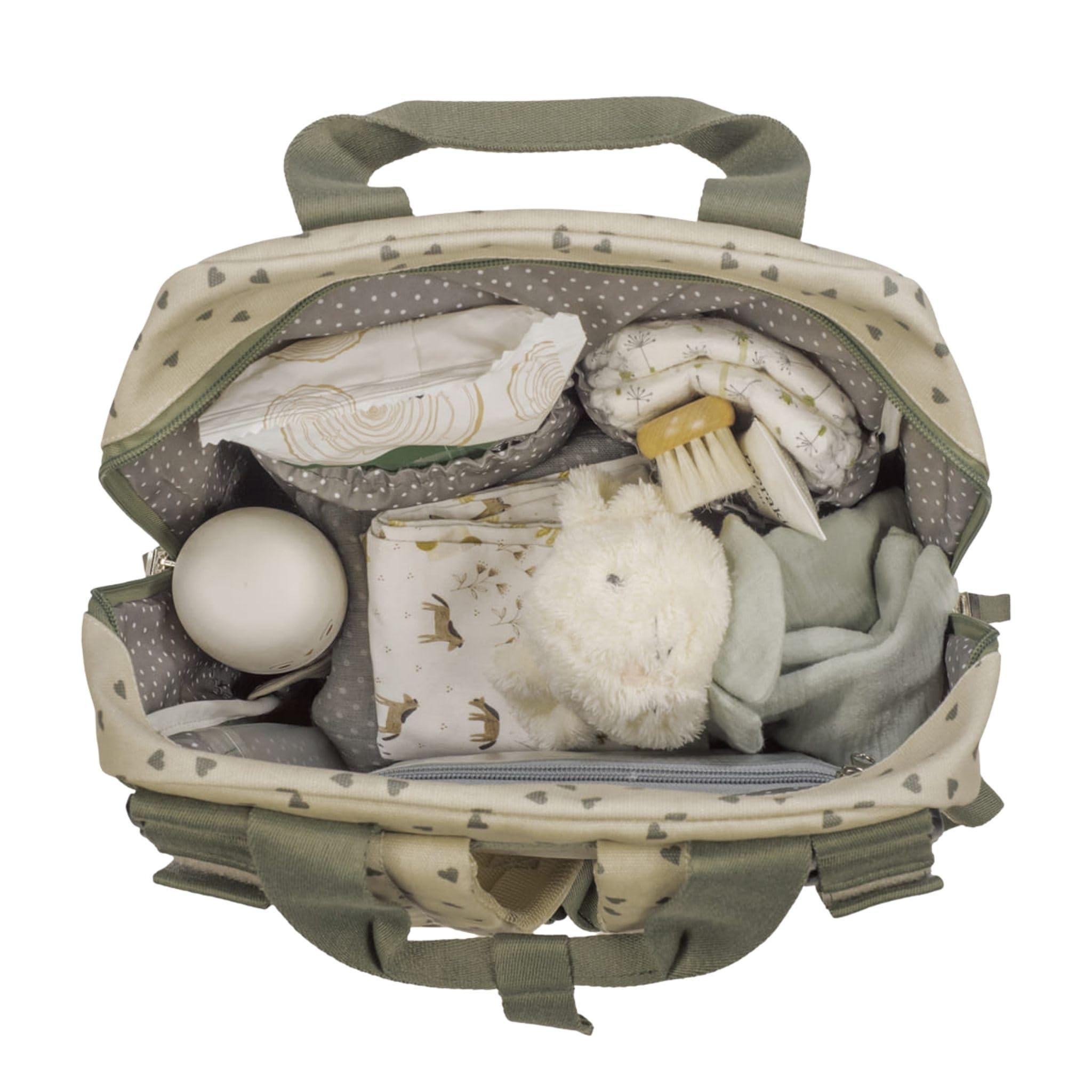 Walking Mum - Mochila Corazones Poppy Musgo