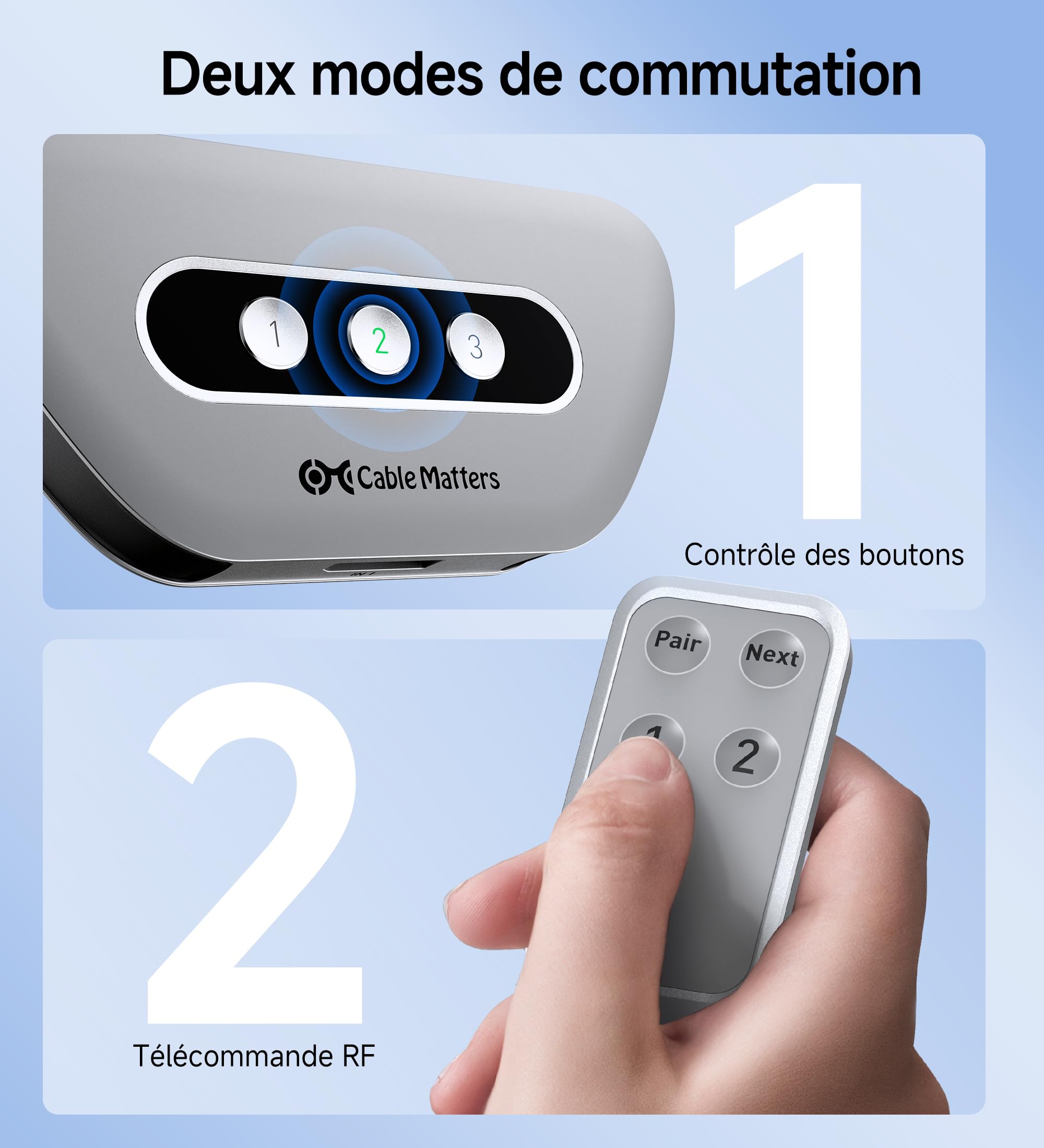 Cable Matters Commutateur DisplayPort 1.4, sortie 3 en 1