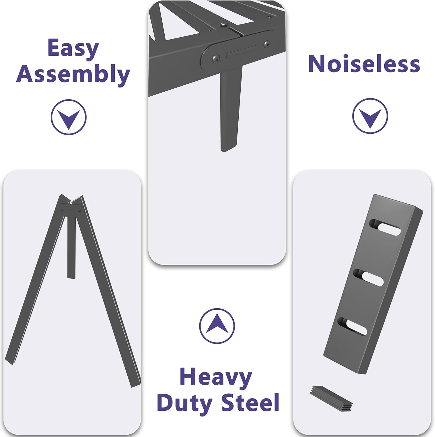 14 Inch Twin Bed Frames, Metal Twin Bed Frame No Box Spring Needed, Heavy Duty Steel Support 3500 LBS, Headboard Holes, Anti-Slip Mattress Stoppers, Rounded Legs, Storage Space, Easy Assembly - Image 6