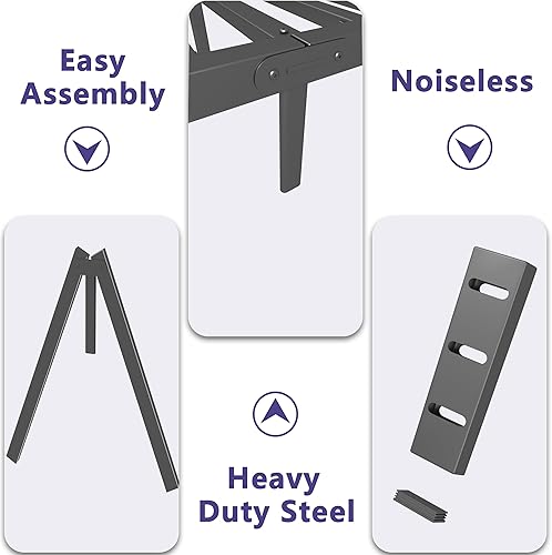 Miniatura 6 de Base de cama individual de 16 pulgadas, marco de cama individual de metal, no necesita somier, soporte de acero resistente de 3500 libras, orificios