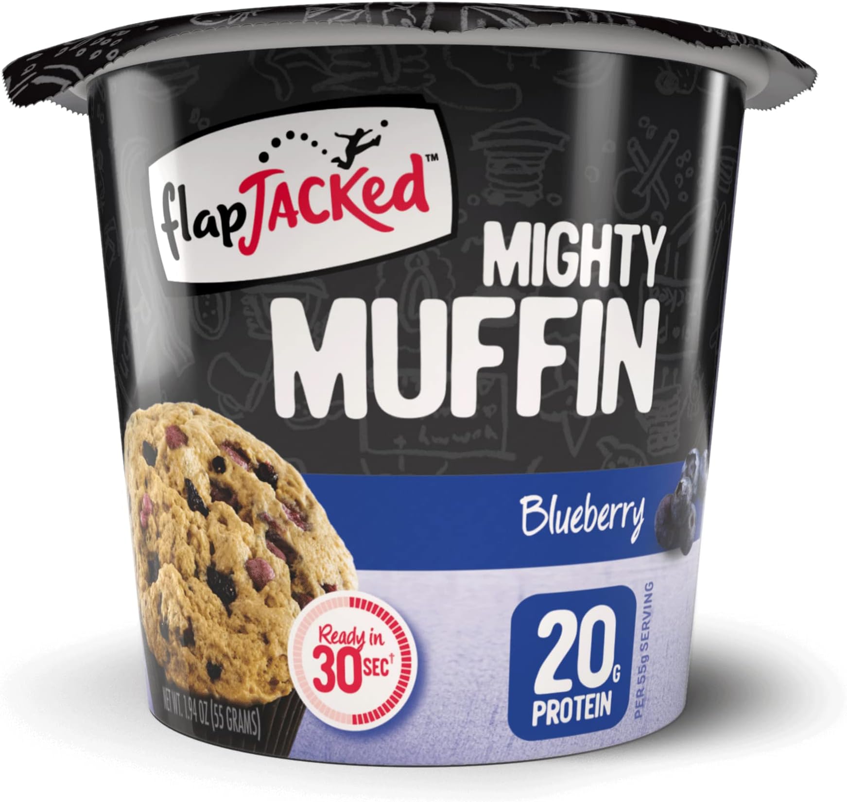 FlapJacked Mighty Muffins, Blueberry, 12 Pack | 20g Protein