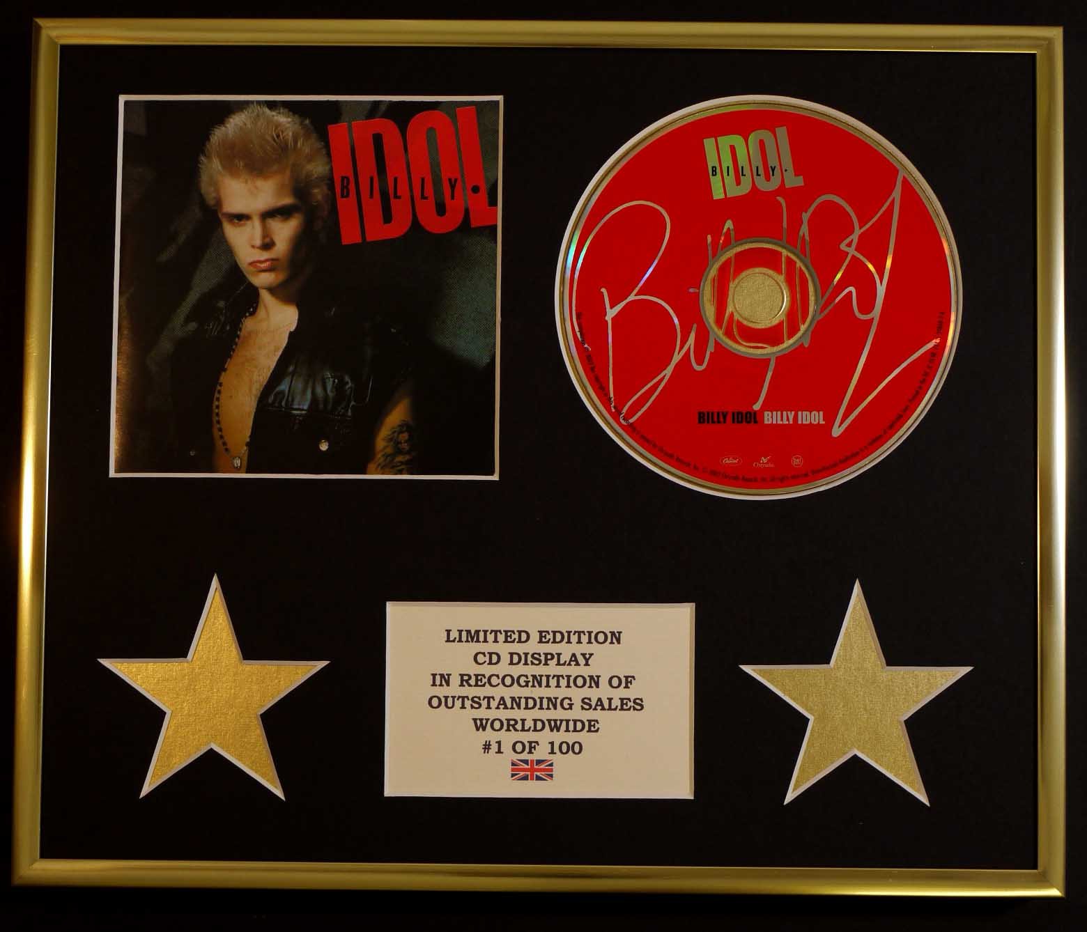 Limited Edition Cd Display Gold Billy Idol/Cd Display/Limited Edition/Coa/Billy Idol
