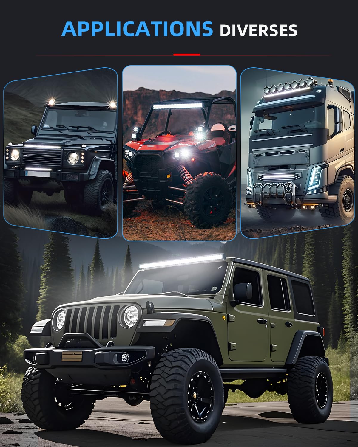 BraveWAY 32" Barre LED 4x4 35000LM Double Rangée, Lentille 6D Barre Rampe LED IP68 Faisceau Combiné, Adaptable aux Tracteurs Agricoles, Véhicules 4x4, Camions et Camping-Cars (78cm)