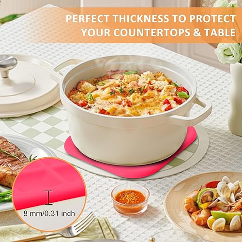 Miniatura 5 de Juego de 6 salvamanteles de silicona para ollas y sartenes calientes para platos calientes, juego de 6 alfombrillas de silicona flexibles