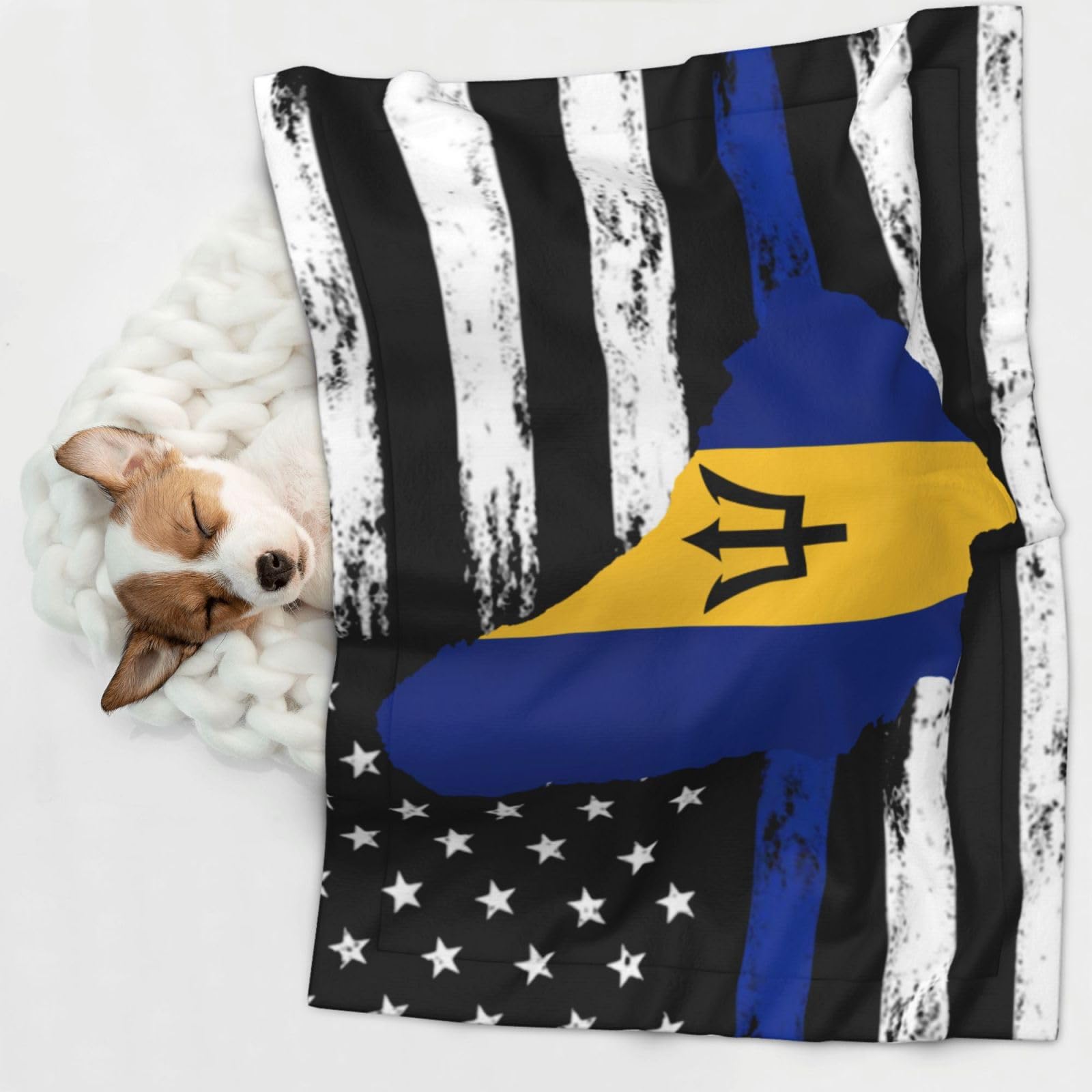 Barbados Flag Map Soft and Cozy Pet Blanket for Dogs and Cats - Versatile and Comfortable Medium