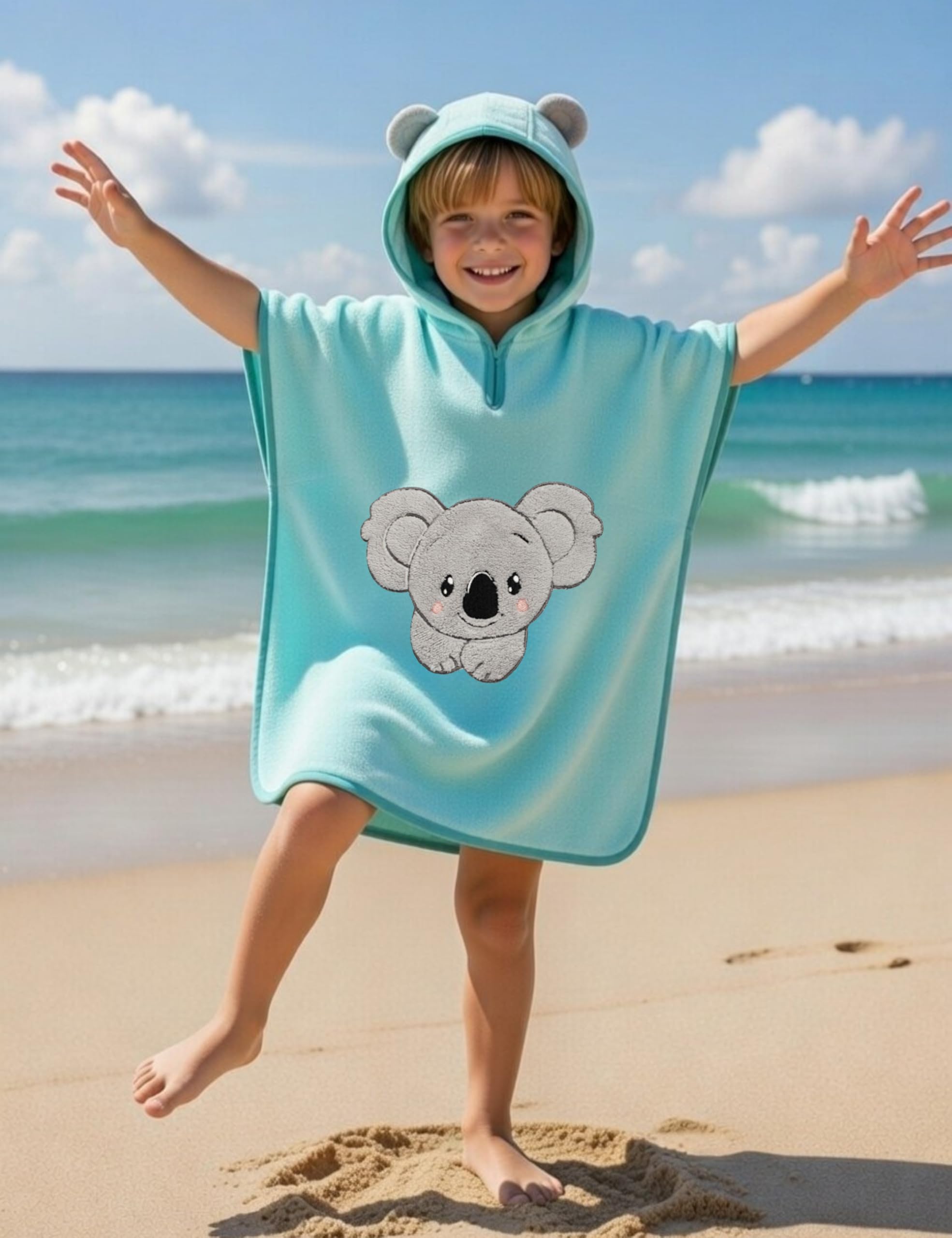 Morgenstern Accappatoio Poncho da Bagno per Bambini 100% Cotone 1-4 Anni Telo da Spiaggia con Cappuccio OEKO-TEX 100
