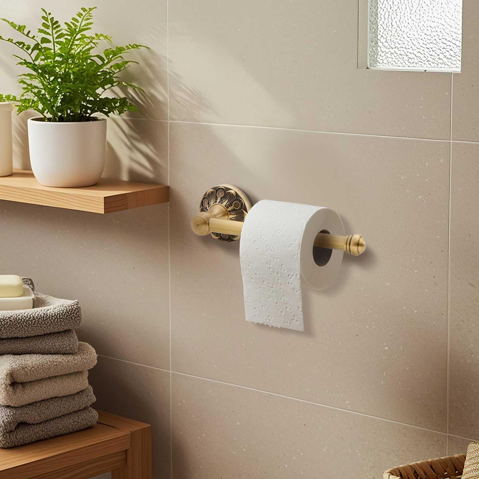 2 Pcs Toilet Paper Holder Towel Ring, Brass, Rectangle — Amazon image 5