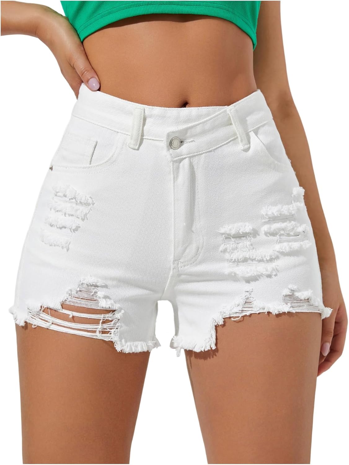 Floerns Women's High Waisted Distressed Denim Shorts Ripped Y2k Mini Jean Shorts