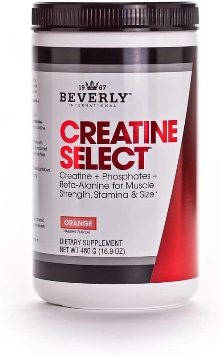 Beverly International Creatine Select with Phosphates, 40 Servings | Fail-Proof Creatine Monohydrate Formula, Boost Muscle Size, Strength, Endurance & Recovery, Men & Women, Tastes Like Tang