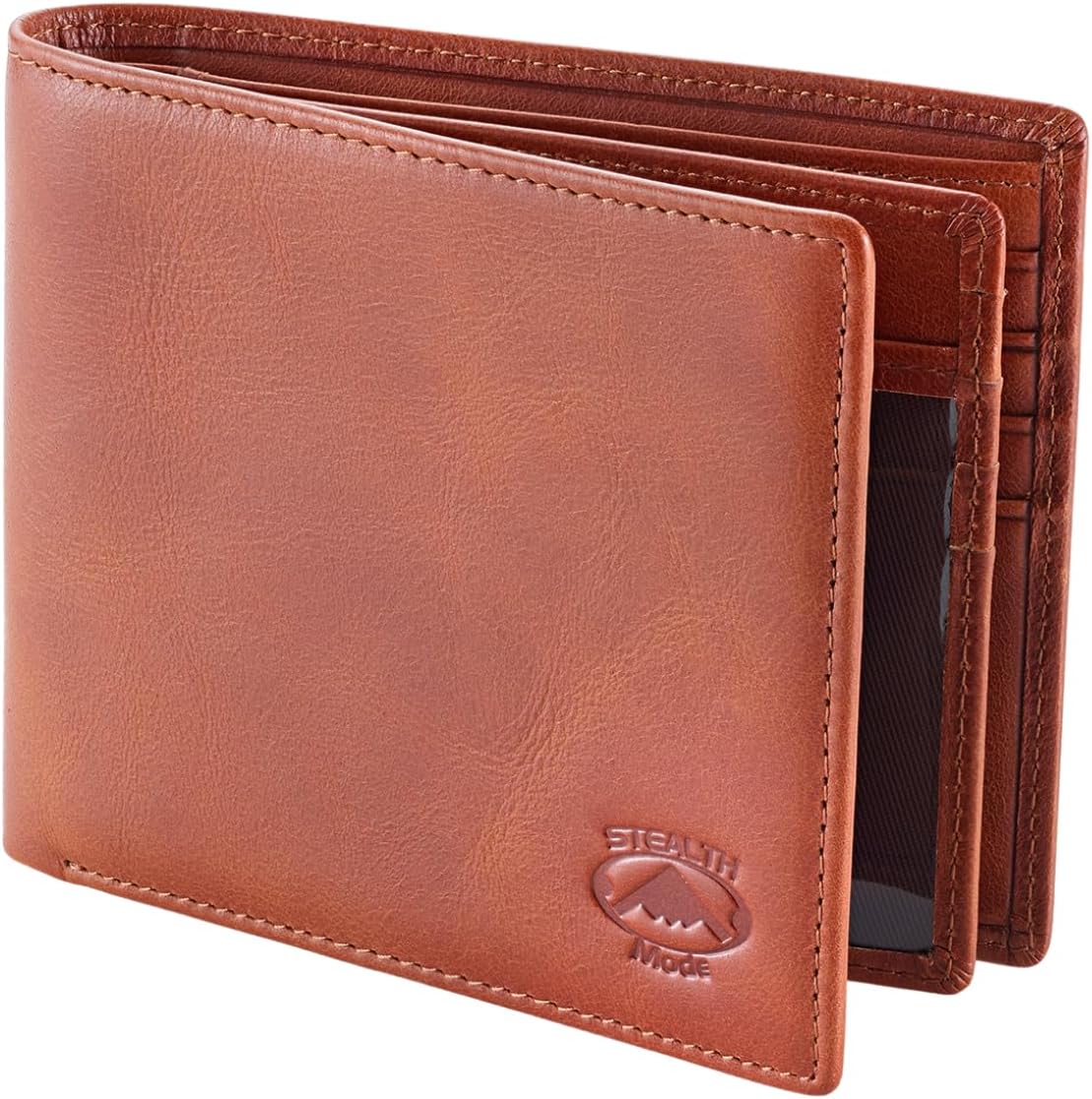Stealth Mode Leather Bifold Wallet for Men With ID Window and RFID Blocking