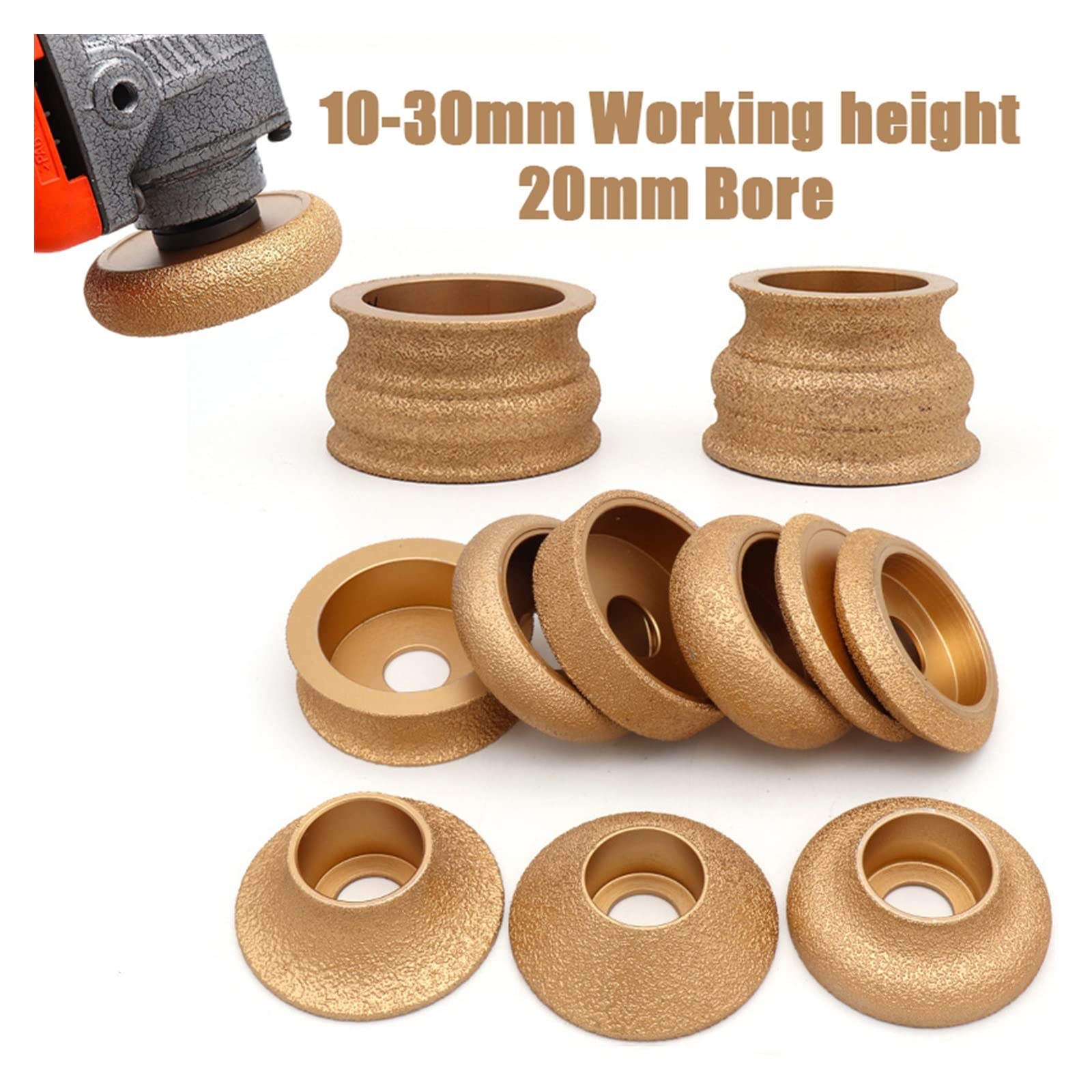 Diamentowa tarcza szlifierska, Otwór o średnicy 20 mm 3 cale 75 mm lutowana na sucho ściernica diamentowa lutowana próżniowo Demi-bullnose krawędź marmurowa tarcza szlifierska(404 Shape 40mm)