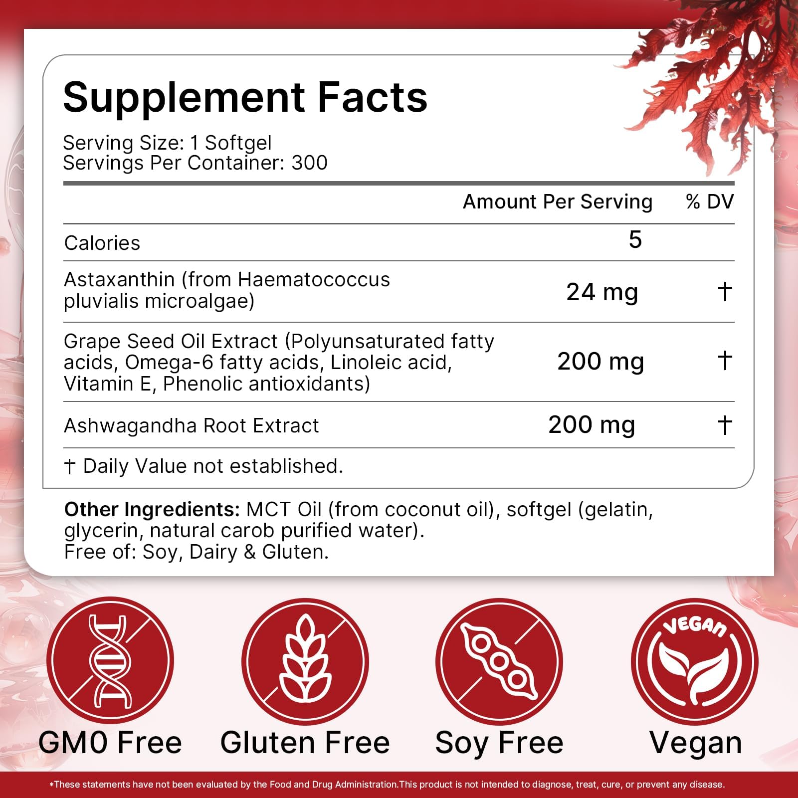 Astaxanthin Antioxidant Supplements 24mg with MCT Oil, Triple Strength — Amazon image 9