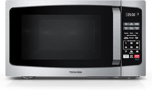 TOSHIBA ML-EM09PA(SS) Horno microondas pequeño con 6 menús automáticos, función de silencio y bloqueo para niños, iluminación LED, perfecto para