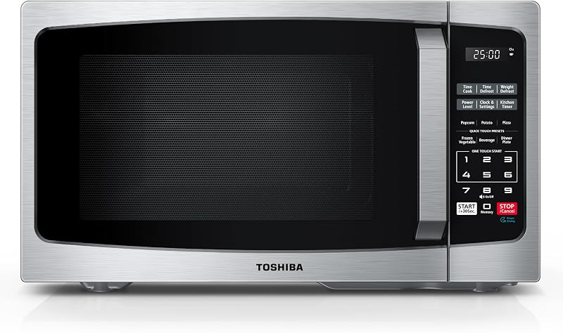 Microwave Oven, 0.9 Cu.Ft, 900W, Stainless Steel | 6 Auto Menus, 11 Power Levels, Mute Function, Child Lock, LED Lighting, for Apartments & Dorms